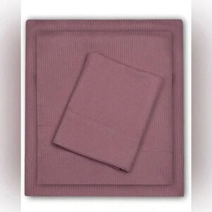 Trident Twin Sheet Set 300 TC Sateen Stripes Dark Pink Twin Size New